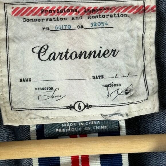 Anthropologie Cartonnier Blue Linen Blend Two Button Blazer Sz 6 - Picture 8 of 9